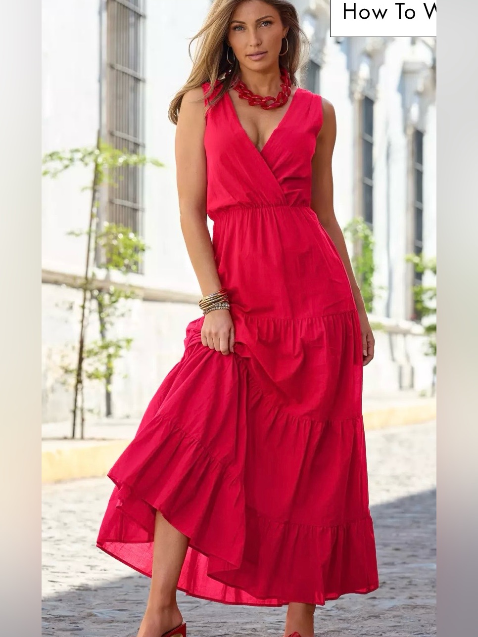 Boston Proper Nwt Surplice Tiered Red Cotton Maxi Dress Size M